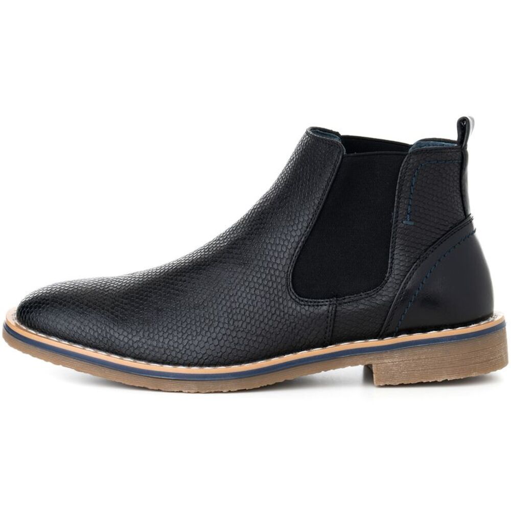 Alpine Swiss Mens Nash Chelsea Boots Snakeskin Ankle Boot Genuine Leather Lined - Picture 2 of 7